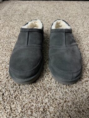 Koolaburra Gray Suede Shearling-Lined Slip-On Loafers